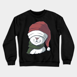 Christmas Cat with Hat Crewneck Sweatshirt